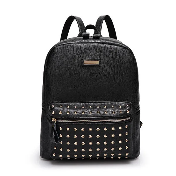 Rivet Women Backpack European American Style Travel Backpack Women 2016 New Fashion Leather Backpack Free Shipping
