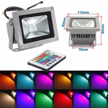 

Smuxi 10W RGB LED Flood Light Colorful Changing Wash Wall Mount Spot Light 900LM Remote Control Waterprof Beam Angle 120 Degree