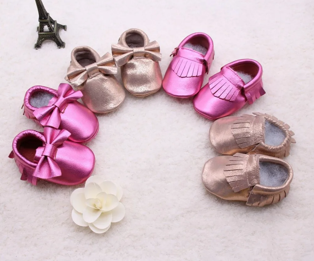 

Baby soft leather shoes infant personality all seasons moccasin First Walker Shoes solid color 6styles