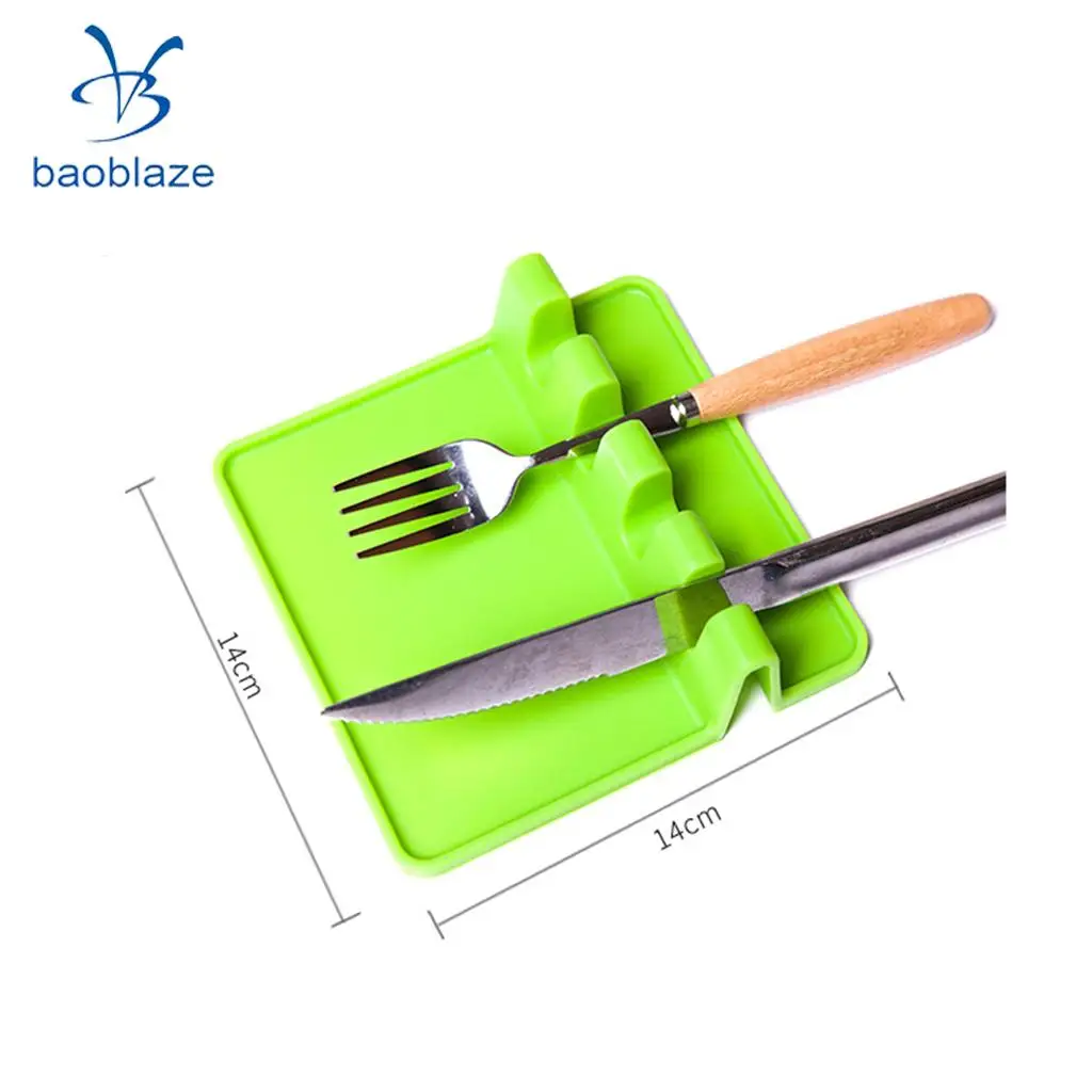 Baoblaze Heat Resistant Silicone Utensil Rest Ladle & Spoon Holder Kitchen Tool Green Gray 2 Colors
