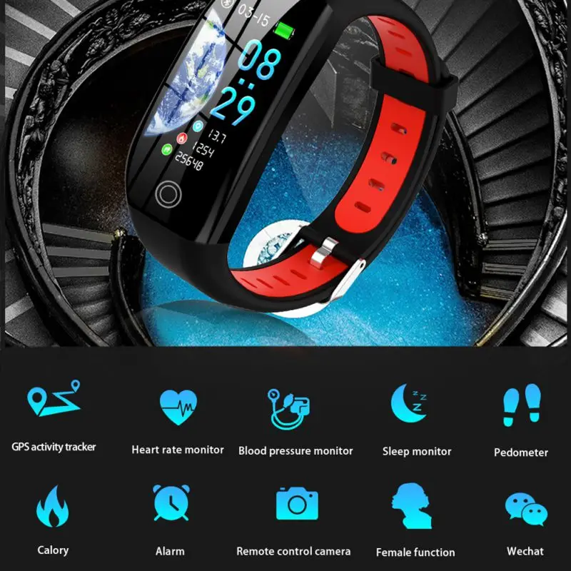 Baratos Pulsera inteligente F21, Monitor de ritmo cardíaco, rastreador de actividad, pulsera de salud, podómetro, Smartband, reloj para Android IOS