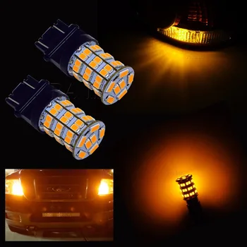 

PA LED 1Pair x 3157 3156 ORANGE AMBER 55SMD LED Turn Signal Blinker Corner Light Bulbs 12V
