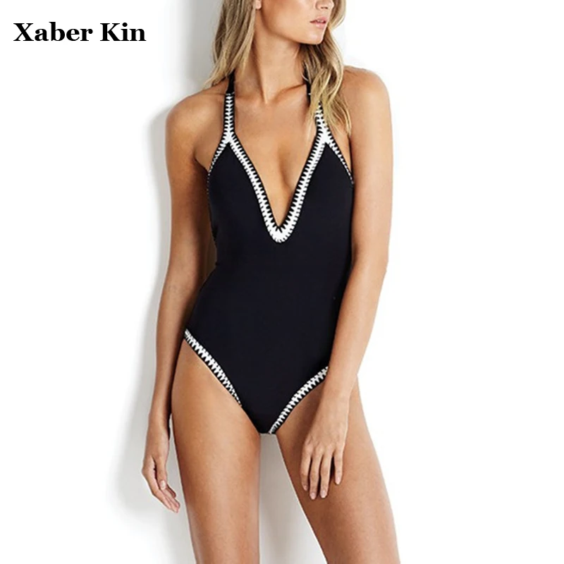 

New Sexy Black and White One Piece Swimsuit Swimwear Female Women Bandeau Monokini Swimsuit Swimming Suit for Women G29-K221
