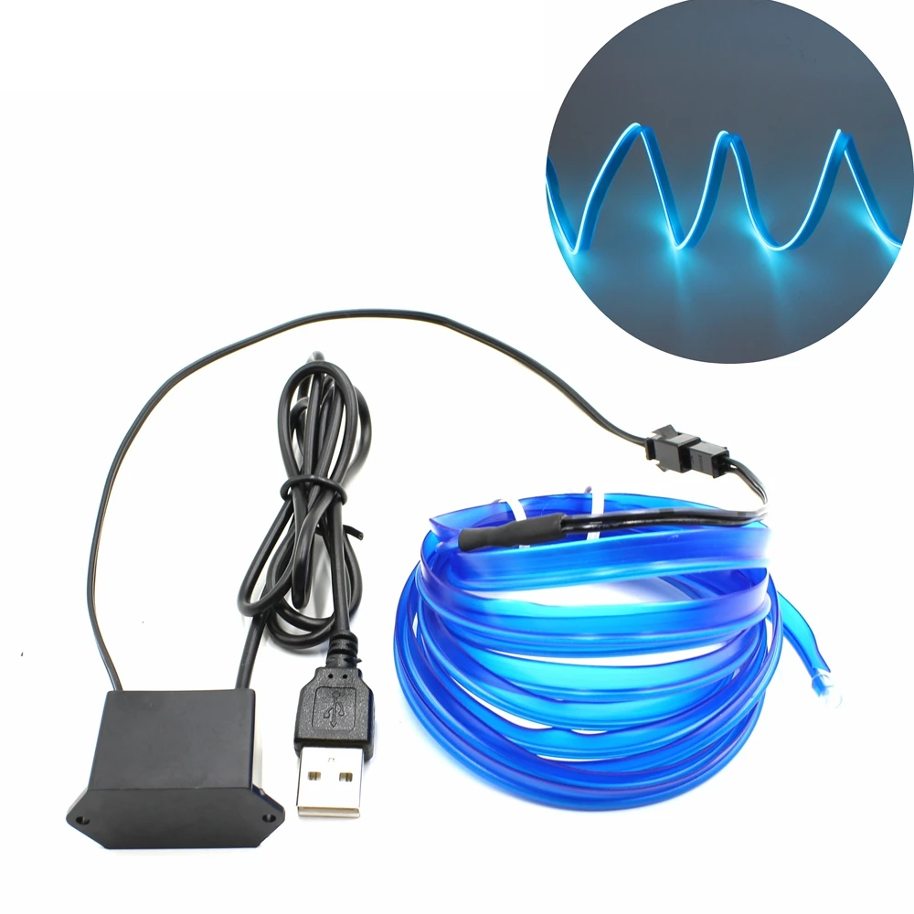 

1/2/3/5/10M USB DC 5V EL Wire With 6mm Sewing Edge Neon Light LED lamp Flexible Twinkle Glow Rope Tube LED Strip Car Decoration