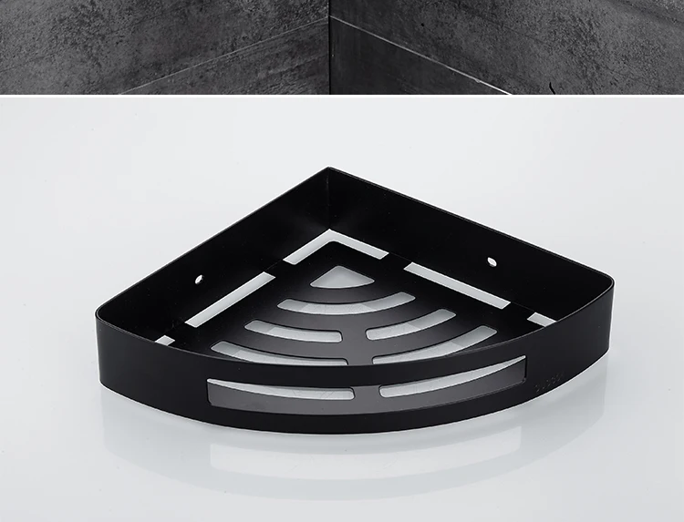 Настенный высококачественный 304 из нержавеющей стали черный монолайер fan-shaped ванная комната угловой Туалет хранения треугольная корзина HL-36681