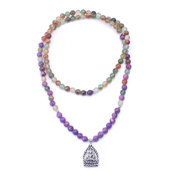 

Peacock onyx with Buddha Pendant 108 stretch mala braacelet or Necklace Healing Spiritual yoga jewelry dropshipping