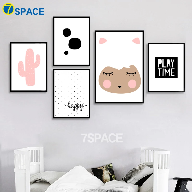 

7-Space Lovely Sheep Cartoon Canvas Painting Modern Wall Art Posters And Prints Kids Room Living Decor Canvas Pictures No Frame
