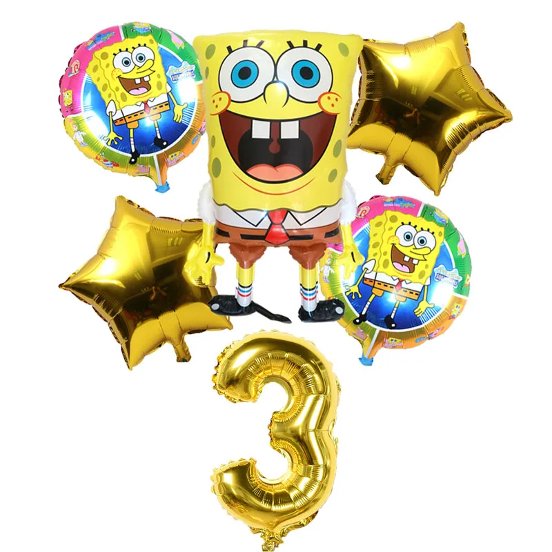 6 шт шарики ко дню рождения 3D Губка украшения для детской вечеринки набор воздушных шаров Детские украшения для детей вечерние губка для украшения шаровым гелием - Цвет: 3