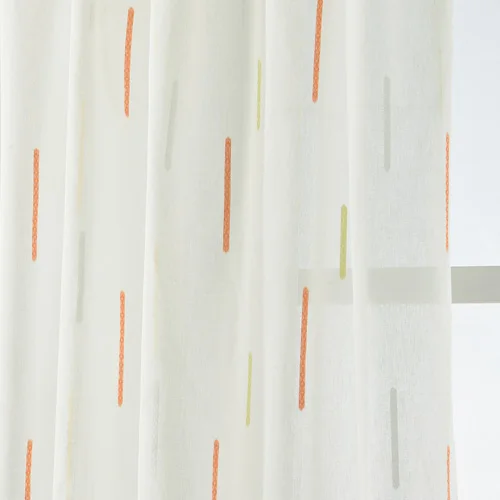 Современные Геометрические Искусственные льняные занавески, полупрозрачные жаккардовые занавески, полосатые простые тюлевые занавески для гостиной, на заказ, готовые - Цвет: Orange