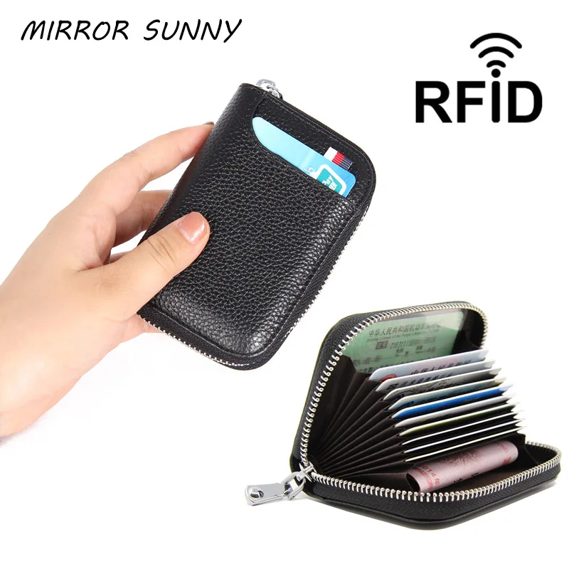 

MS010 First Layer Cow Leather RFID Anti-theft Business Credit Card ID Holder Korean Card Wallet Multi-card Purse Genuine Leather
