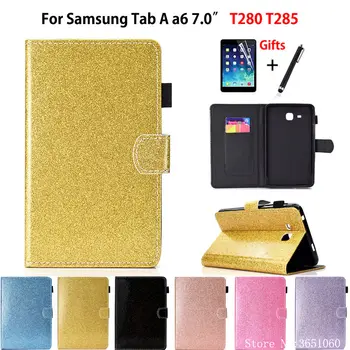 

SM-T285 Glitter Case For Samsung Galaxy Tab A a6 7.0 2016 T280 T285 SM-T280 7.0" Cover Funda Tablet Stand Shell +Stylus+film