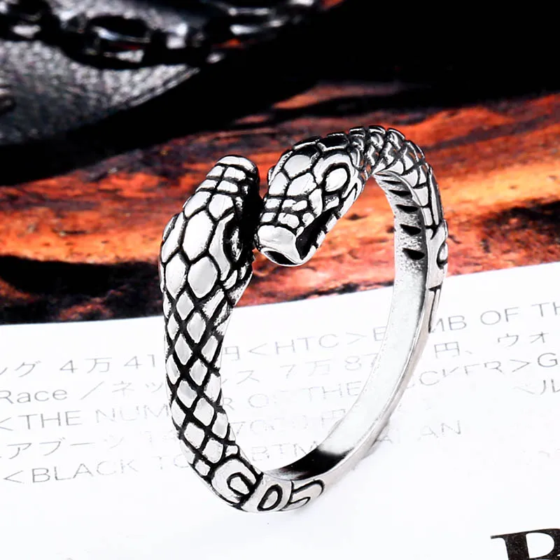 BEIER Djustable, модное кольцо на палец с двойной змейкой, животное, тяжелый панк рок, модные ювелирные аксессуары для мужчин, подарок BR8-560