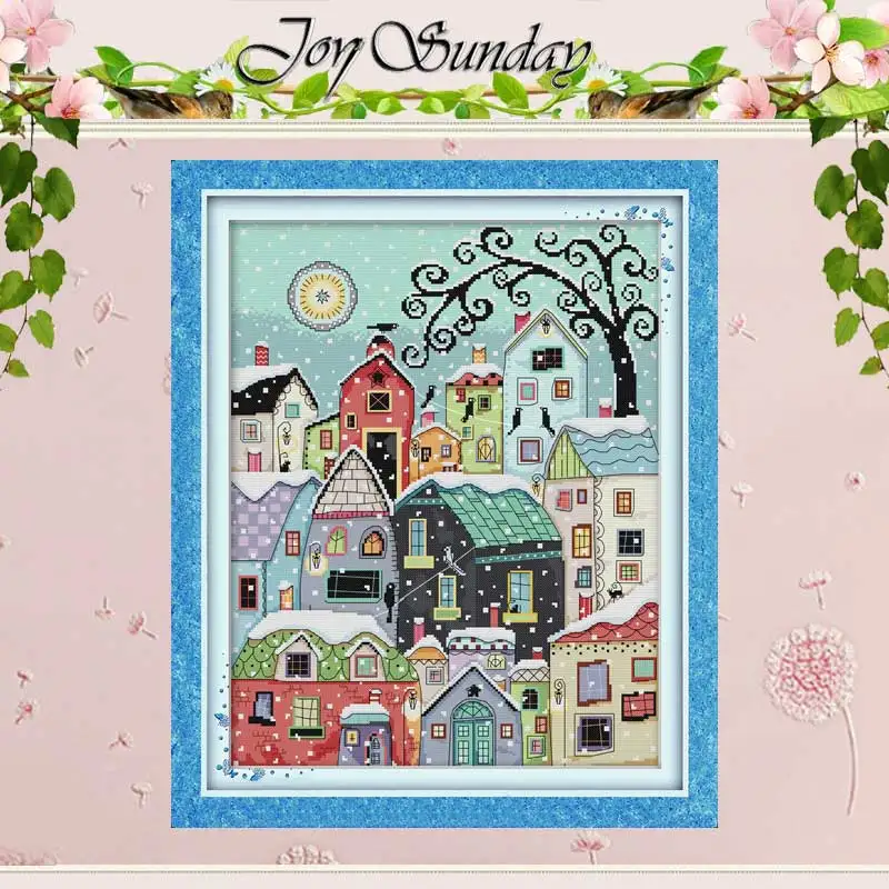 

Snow street scenery counted Cross Stitch 11CT 14CT Cross Stitch Set Wholesale DIY Cross-stitch Kit Embroidery Needlework