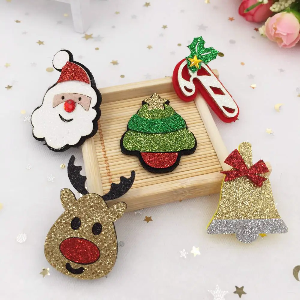 

10pcs Mix Felt Fabric Paillette Christmas Series Applique Sewing DIY Patches Art A39A