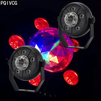 

2 pieces / lot 5 led dyeing + pattern 2-in-1 Effect light Voice control automatic LED mini par lights