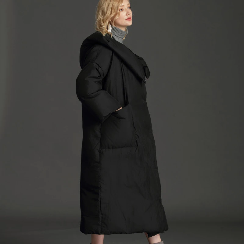 Бренд размера плюс зимние куртки женские пушистые пуховые пальто женские винтажные Длинные теплые с капюшоном свободные женские зимние пиджаки AO675
