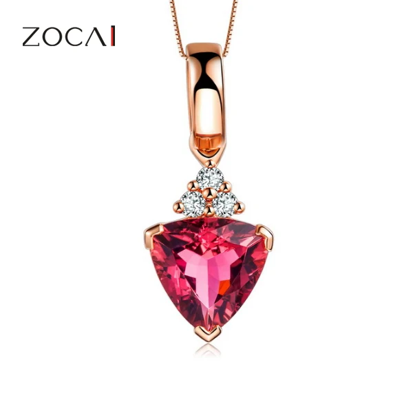 Подвеска ZOCAI из серебра 925 пробы с натуральным красным турмалиновым кулоном 0 06