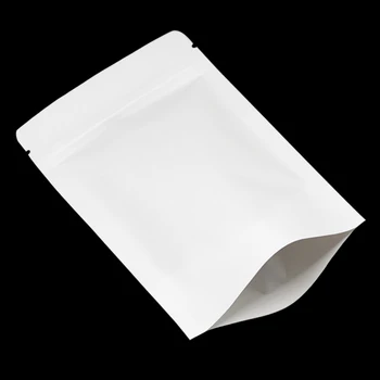 

Stand Up White Kraft Paper Ziplock Packing Pouches for Dried Flowers Candy Food Storage Bags Resealable Zipper Doypack Packaging