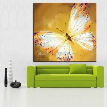 

Handpainted Abstract Beautiful Golden And White Butterfly Art Animal Paintings On Canvas Oil Painting For Living Room wall Decor