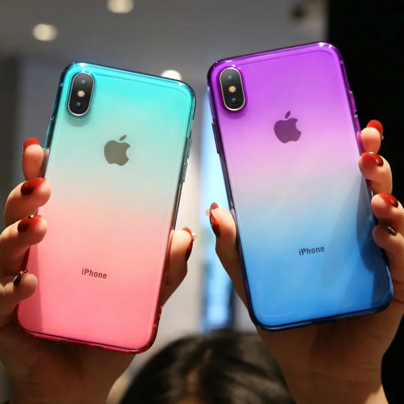 Ультратонкий Прозрачный чехол для телефона из ТПУ с градиентом iphone Xs Max XR X Xr 6 7 8 Plus