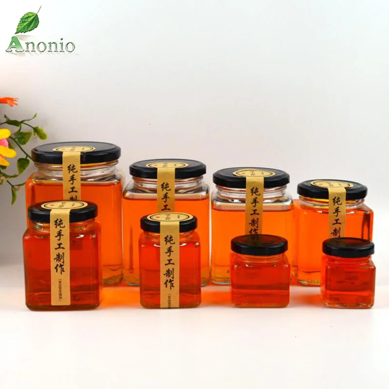

2PCS Honey Glass Storage Bottle jar Sugar bowl Jars Spices Sealed Grains Storage Bottles Spice Lemon Honey Pickles Jar S077C