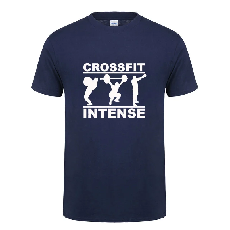Надпись crossfit intense футболка для мужчин подарок на день рождения хлопковая