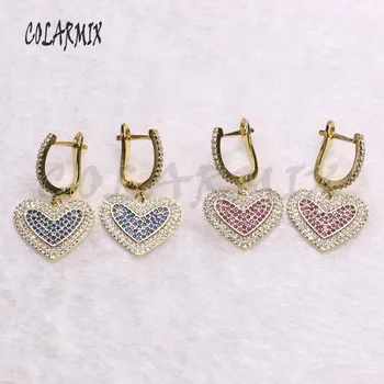 

5 pairs Heart earring rainbow crystal jewelry for lady crystal accessories earrings zircon jewelry Earrings 9316