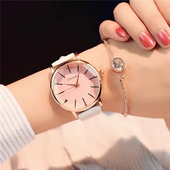 

Polygonal dial design women watches luxury fashion dress quartz watch ulzzang popular brand white ladies leather wristwatch xfcs