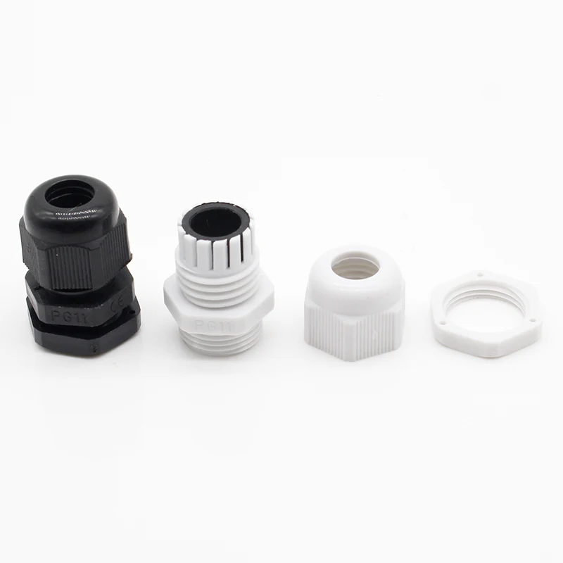 WuLian 10PCS IP68 PG11 5-10MM Waterproof Nylon Cable Gland No Waterproof Gasket Plastic Cable Gland 