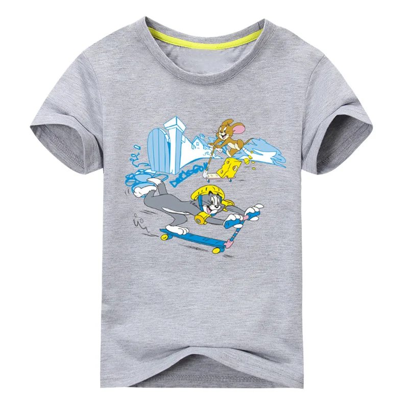 

2018 Drop Ship Cartoon tom and jerry Printing T-shirts For Boy Girls Short Sleeve T Shirts Children Tee Tops Kids Clothes DX013
