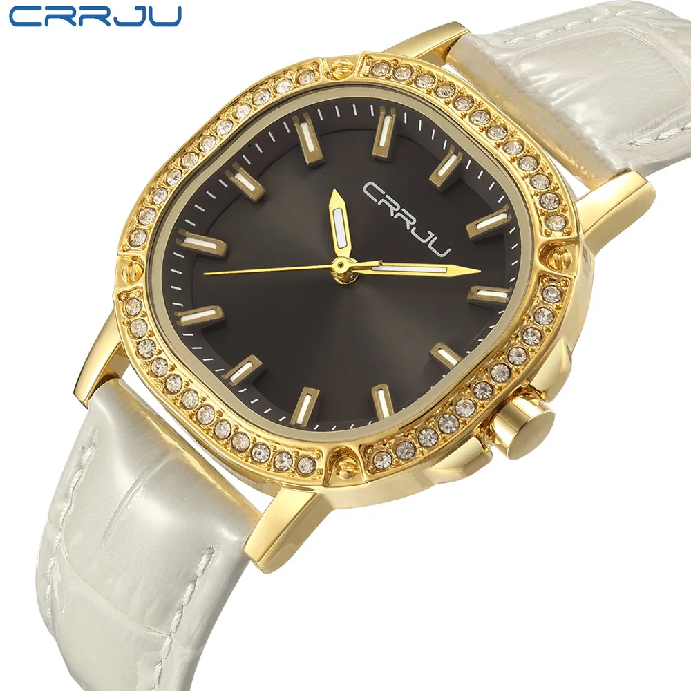 Crrju Для женщин часы Элитный бренд Модные Повседневное женские золотые часы кварцевые простые часы Relogio feminino Reloj Mujer Montre Femme