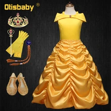 Летнее нарядное платье принцессы Белль для девочек на день рождения; платье для свадебной вечеринки; Бальные платья для девочек; детская одежда для первого причастия