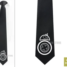 The Force Awakens BB-8 узор Мужской Жаккардовый тканый тонкий узкий 2," галстук 6 см Галстук Свадебная вечеринка галстук для жениха запонки LK044M