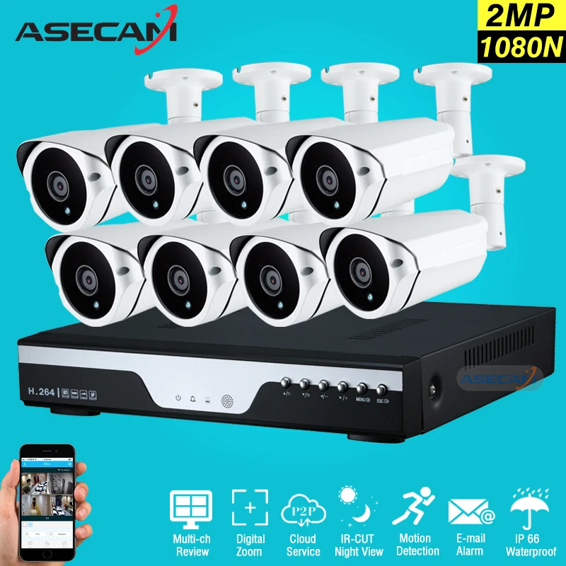 

New 8Channel HD AHD 2MP Home Outdoor Security Camera System Kit 3led Array Video Surveillance 1080P CCTV Camera System 8ch DVR