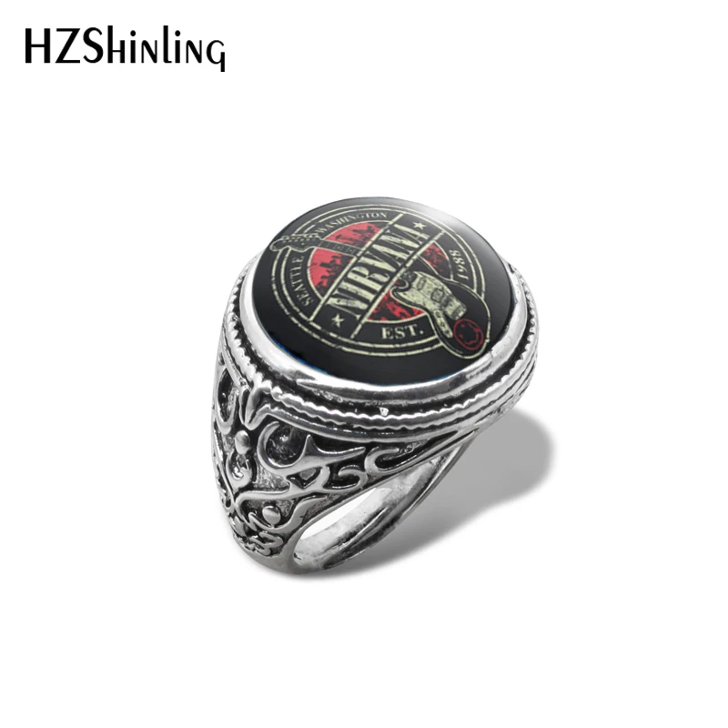 Новое Винтажное кольцо с изображением лого нирваны, кольца со смайликом, рок-группа, стеклянный купол, ручная работа, ювелирные изделия - Цвет основного камня: 4