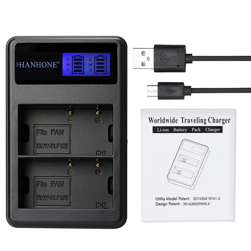 5 шт. DMW-BLF19E Зарядное устройство 2 слота ЖК-дисплей USB Dual Зарядное устройство для DMW-BLF19 BLF19GK BLF19PP DMC-GH3 GH3A GH3AGK GH3GK GH3H GH3HGK батарея