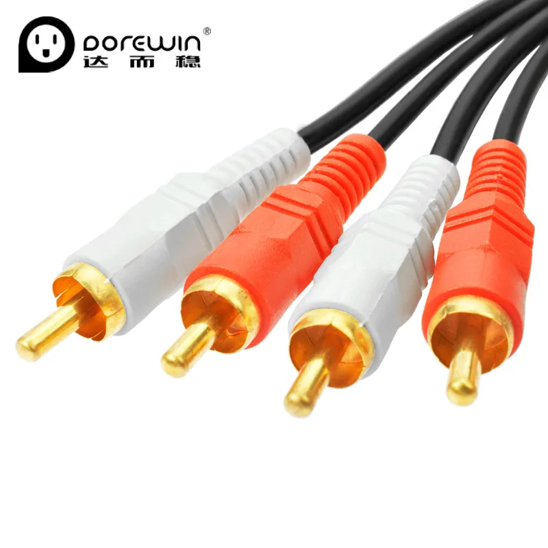 Dorewin 2RCA to 2 RCA Audio Cable male to male rca cable Gold Plated