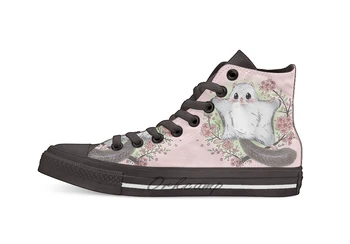 

Flying Squirrel with Cherry Blossom Design breathable Casual High Top lace-up Canvas shoes sneakers