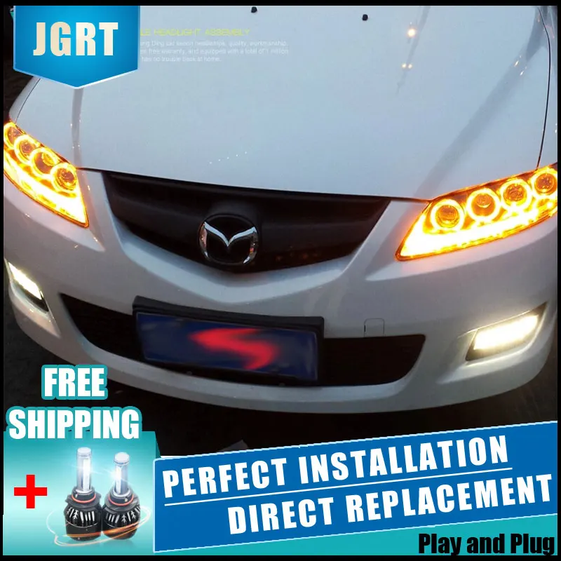  2PCS LED Headlights For Mazda 6 2003-2014 Car Led Lights Double Xenon Lens Car Accessories Daytime  - 32903976582