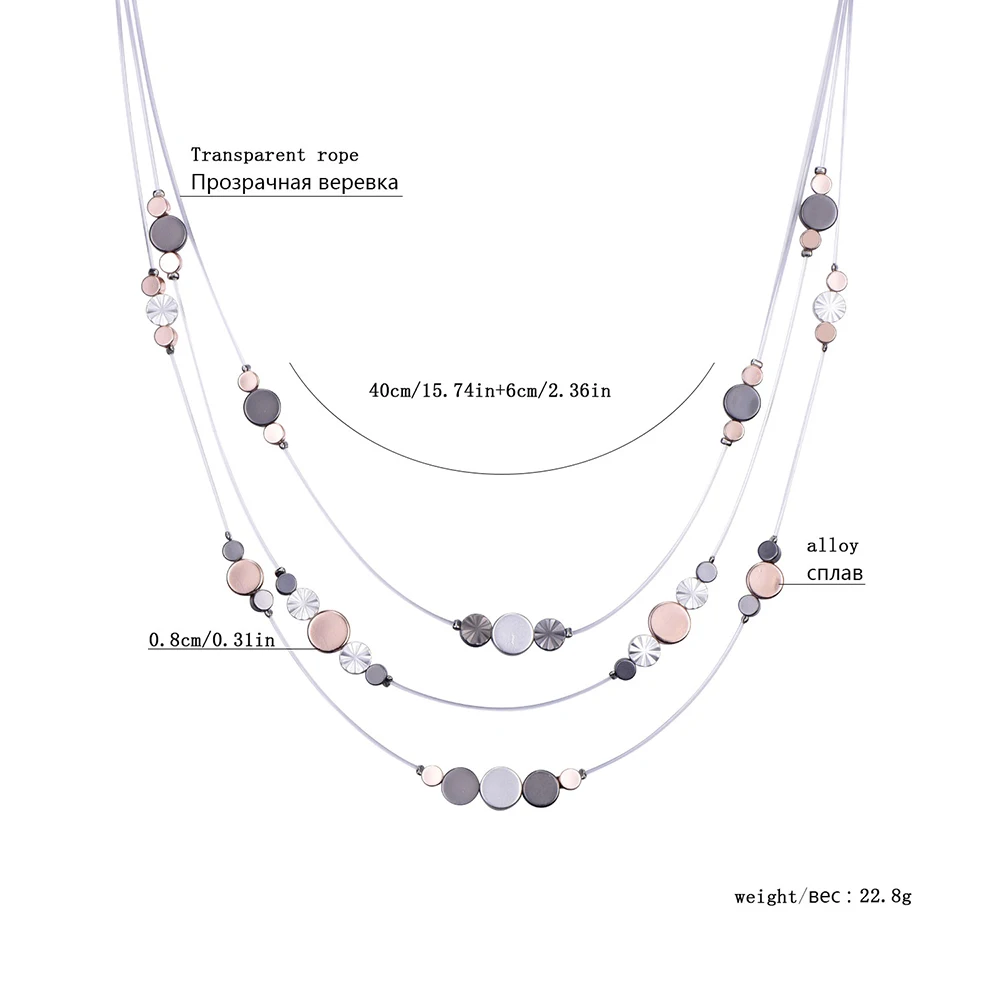 Рыболовная леска красочные бусы цепь ожерелье Женские Геометрические Многослойные модное колье-чокер ювелирные изделия