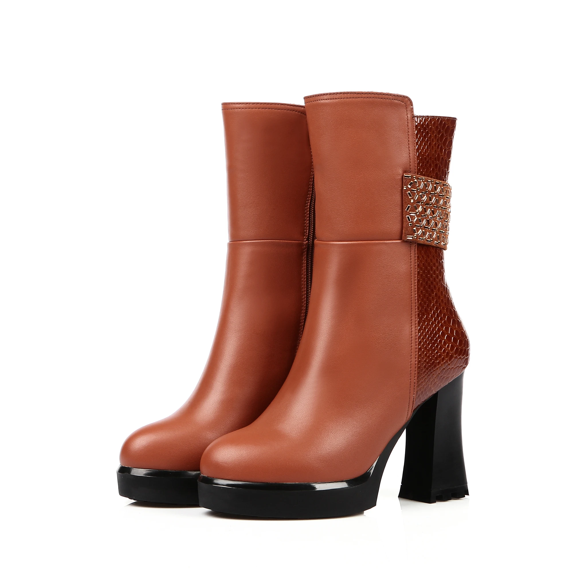 

2019fashion Spring and autumn Single boots Martin boots Leather boots Thick heel Booties Female shoes