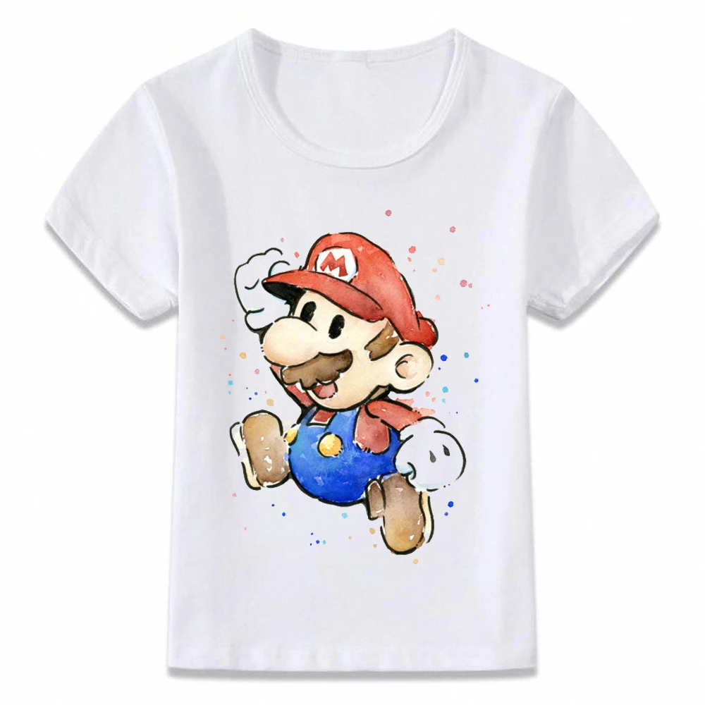 

Kids Clothes T Shirt Watercolor Mario Luigi Shy Guy Peach Bowser Toad Yoshi T-shirt for Boys and Girls Toddler Shirts Tee
