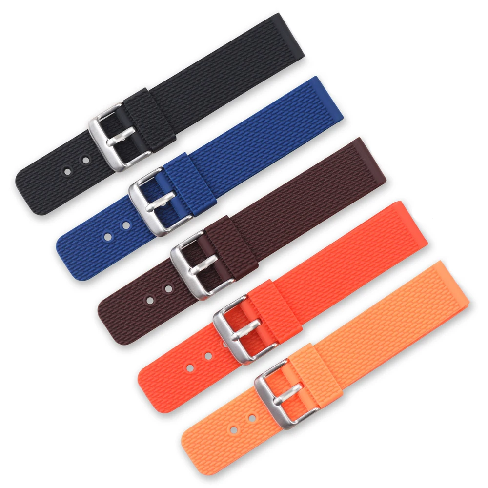 

18 20 22 24mm Silicone Watch Band Exchange Rubber Wristband Replacement Soft Strap Belt Loop With Silver Pin Buckle