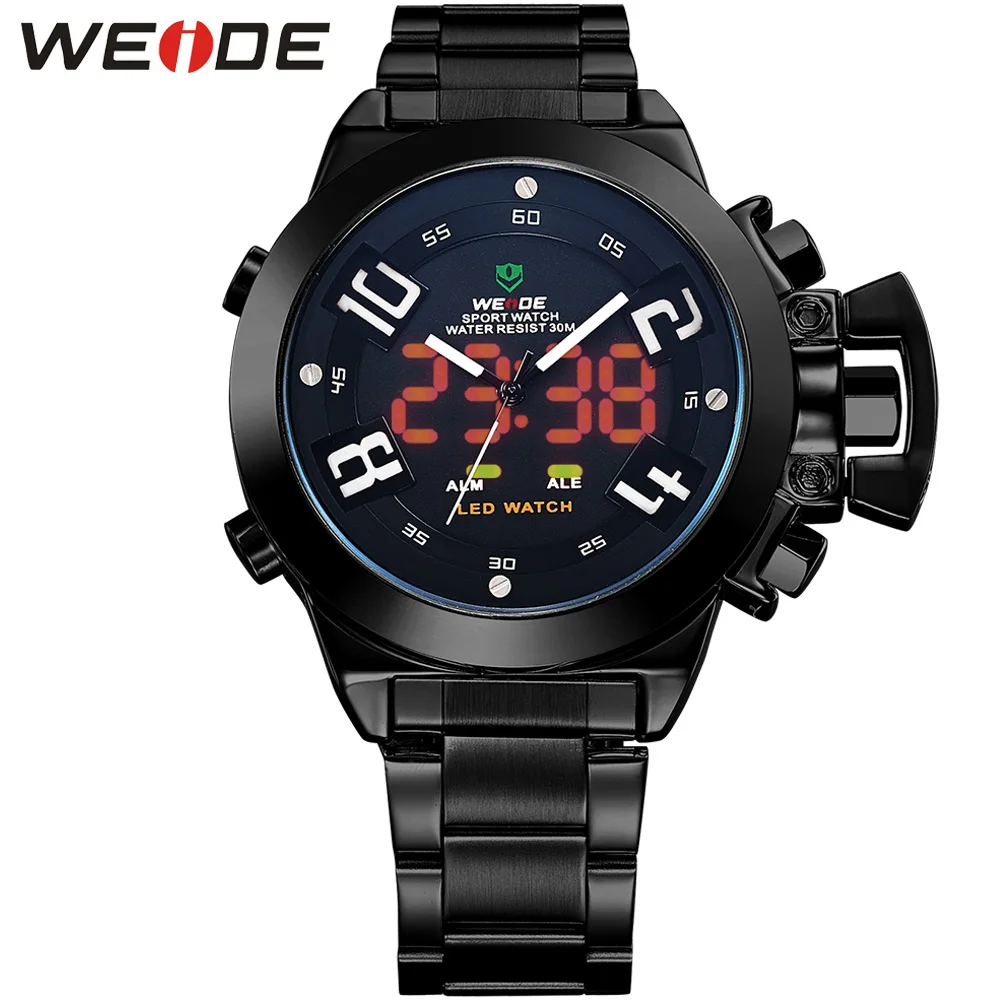 

WEIDE Analog Digital LED Quartz Watches Men Stainless Steel Wristband Men's Sports Army Military Watch Luxury Brand Famous Items