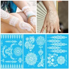 White Temporary Flash Tattoo Inspired Sticker Henna Lace Ink Fashion Body Art Water Transfer Face Body Painting Decals Stickers