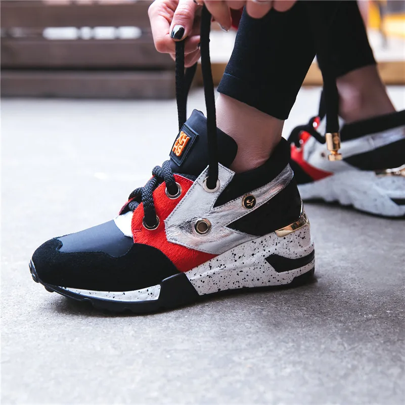 

Zorssar Brand 2019 New Fashion Women Platforms Genuine Leather Casual Shoes Woman Flats Shoes Ladies Lace-up Sport Sneakers Shoe