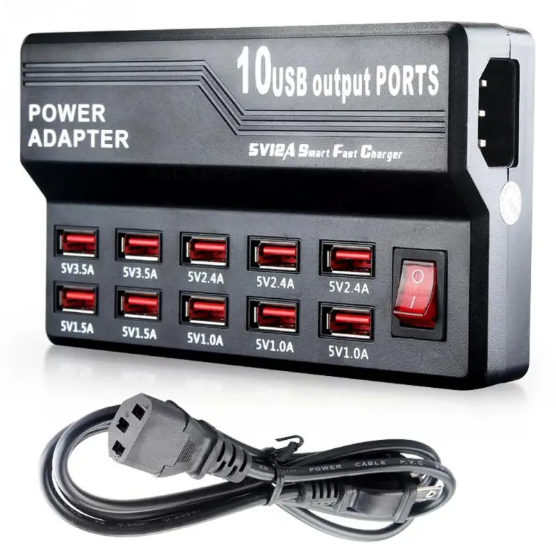 Купить многопортовое зарядное устройство 10 портов USB и настенное ...