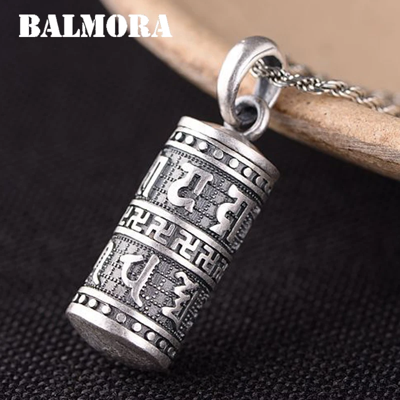

BALMORA 100% Real 990 Pure Silver Ethnic Six Words' Sutra Gawu Box Pendants for Women Men Jewelry Without a Chain SY14944-Y
