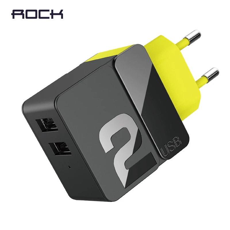 

ROCK 4 USB Charger Dual USB Ports Fast Charger EU US Plug Travel Wall Charger for iPhone Samsung Xiaomi Mobile Phones Tablets