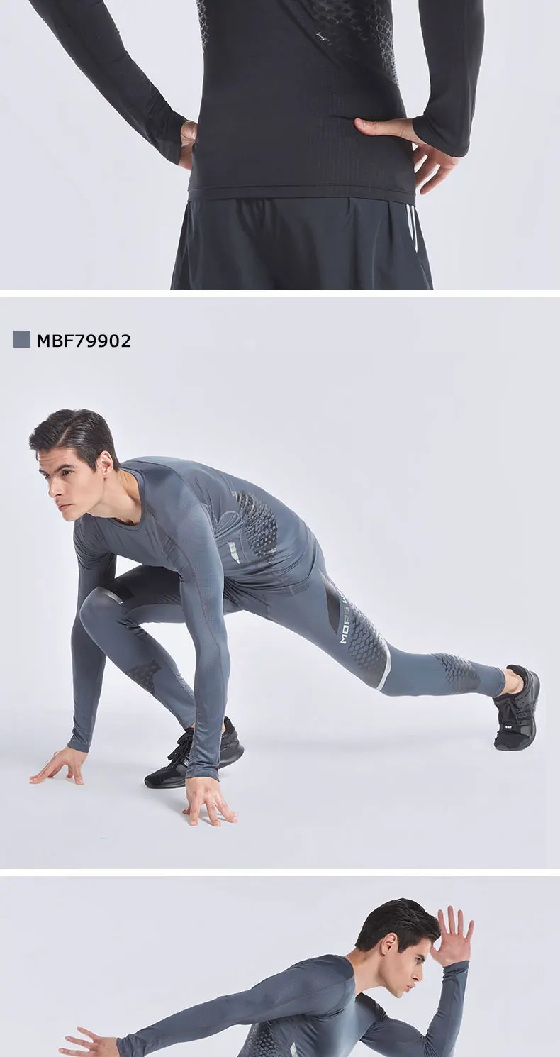 VANSYDICAL Quick Dry Running T-shirts Men Compression Shirts Men\'s Long Sleeve Screen Printing Shirt for Outdoor Fitness Tops XL 23